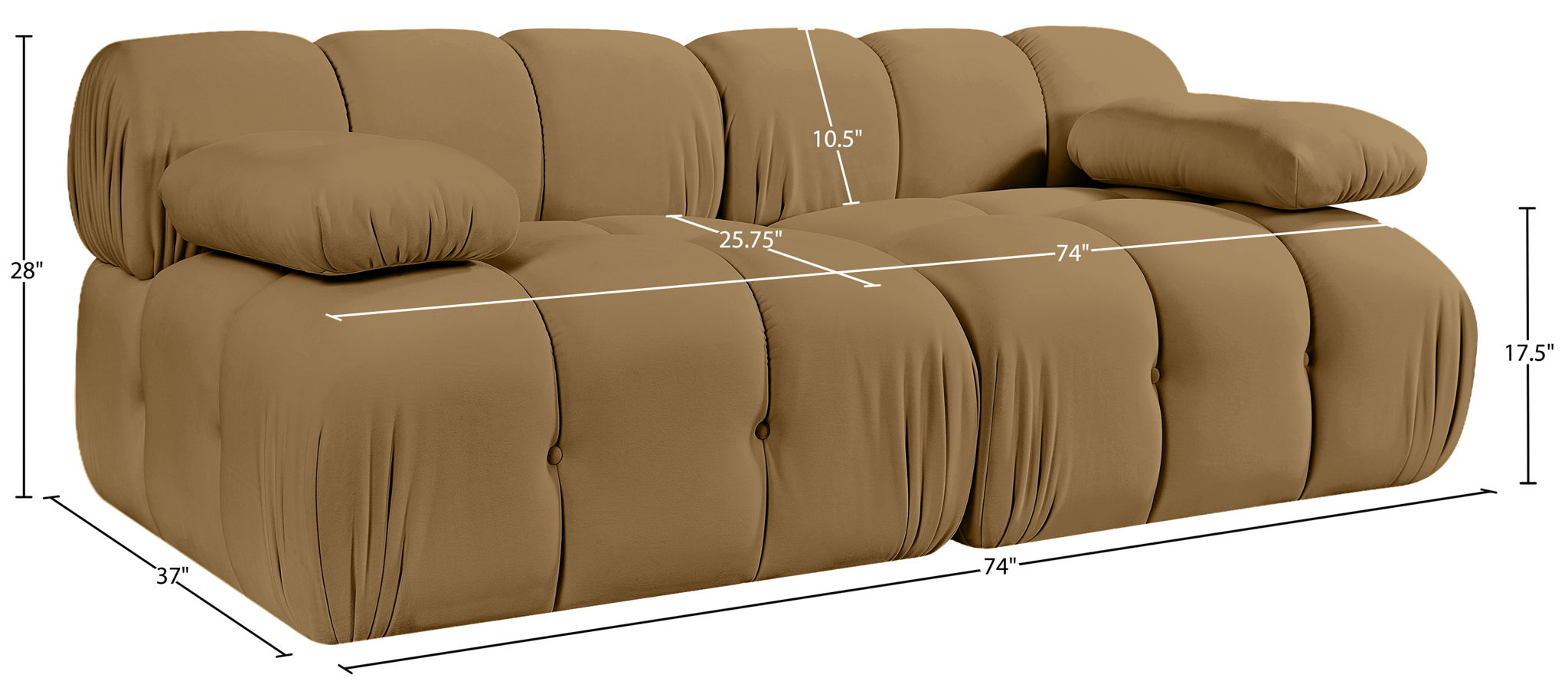 Orin - Velvet Performance Fabric Upholstered 2 Piece Modular Sofa
