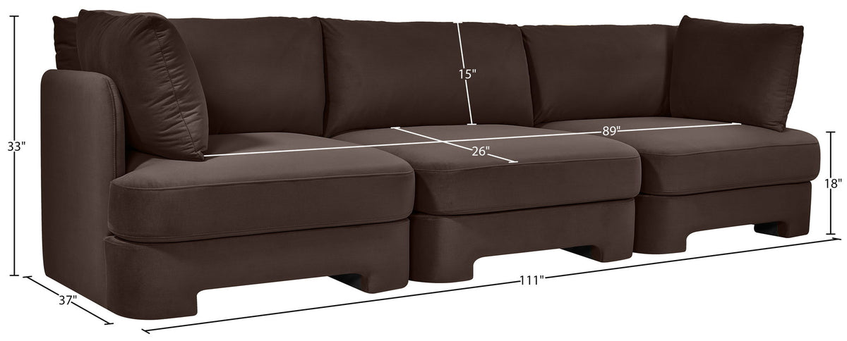 Hammond - Velvet Performance Fabric Upholstered 3 Piece Sofa