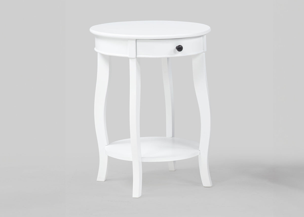 Jacie White Chairside Round End Table