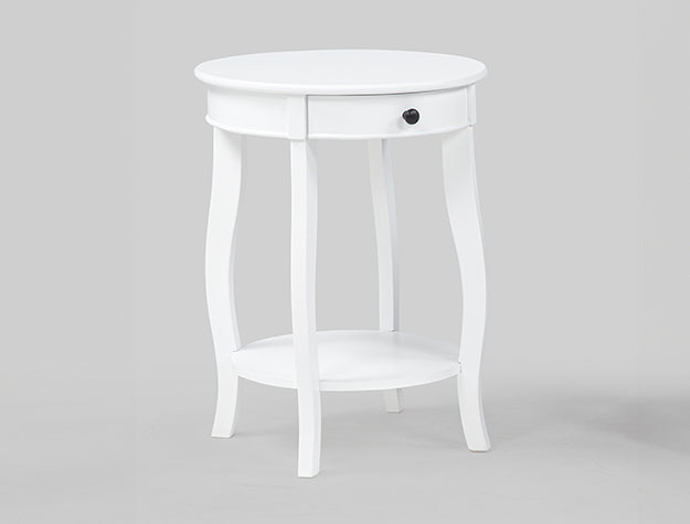 Jacie White Chairside Round End Table