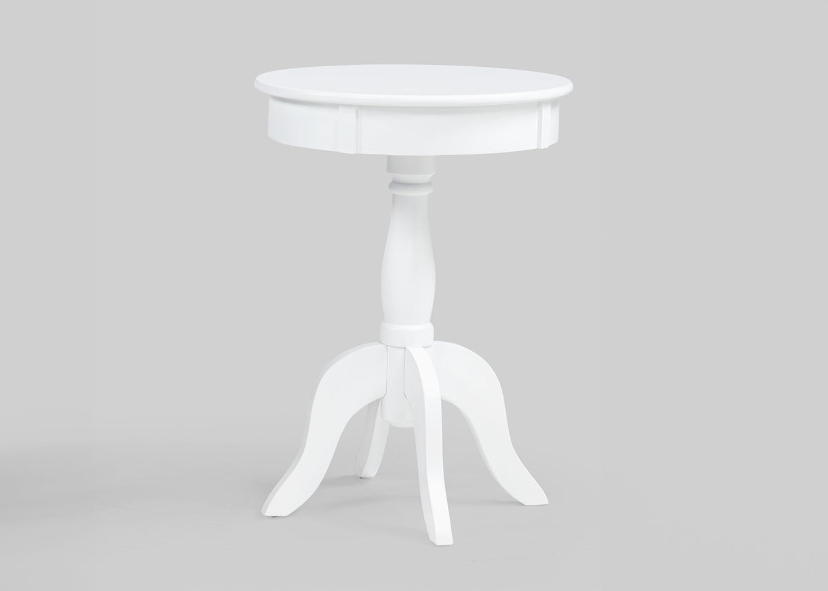 Romy White Chairside Round End Table