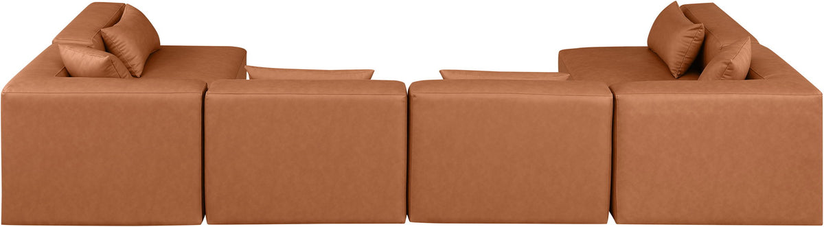 Cube - 6 Piece Modular Armless Sectional - Cognac