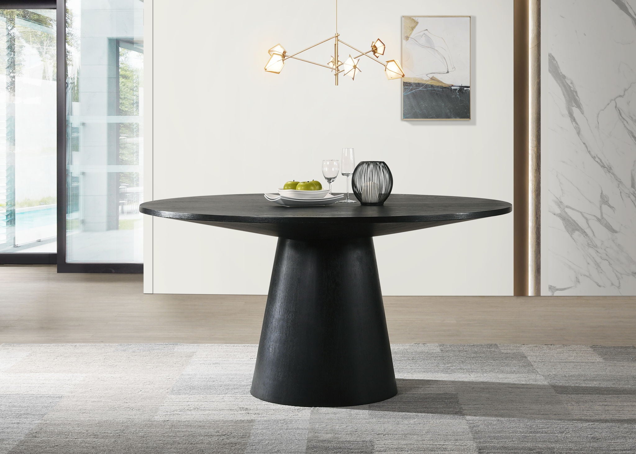 Jasper - Wide Round Dining Table - Black