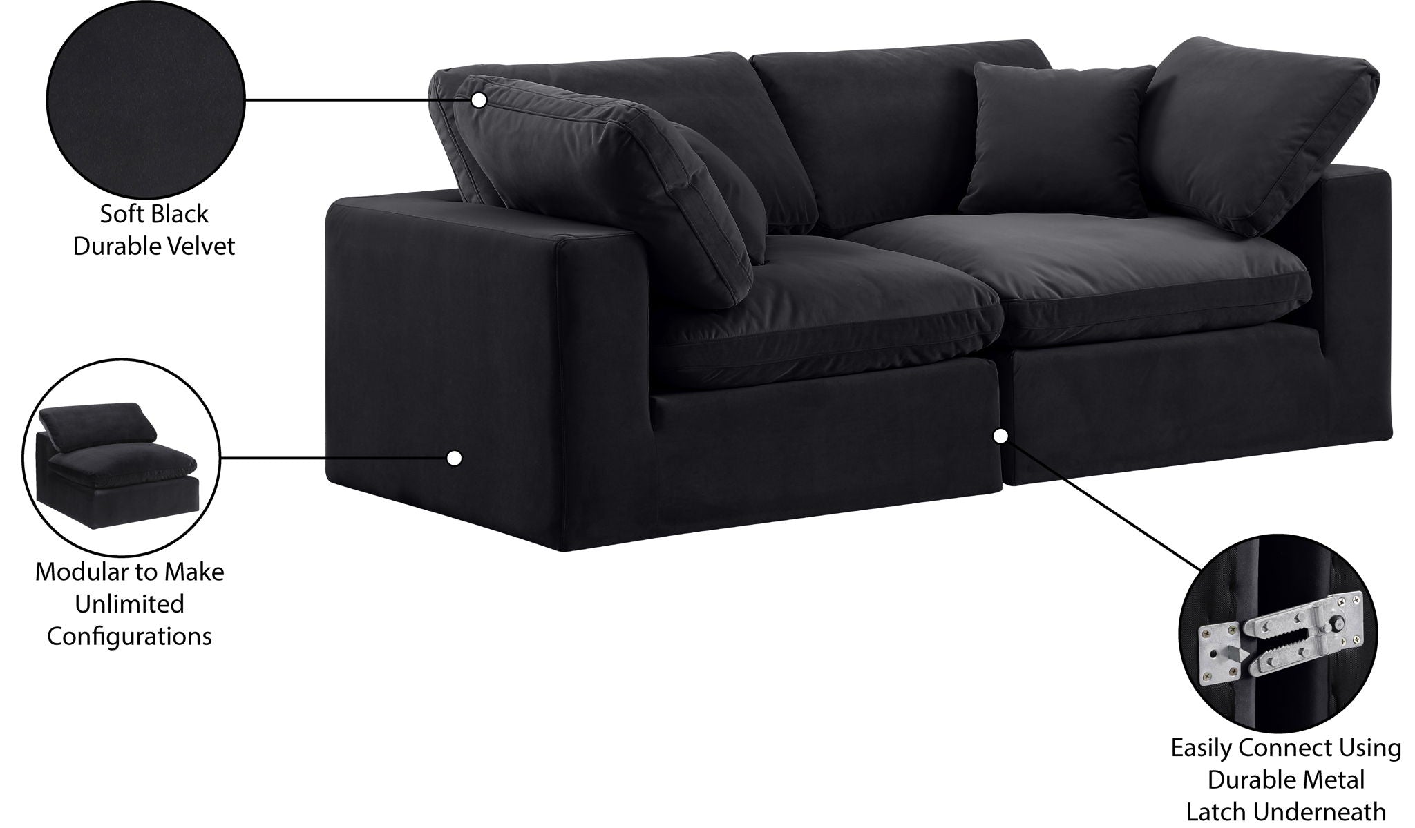 Comfy - Velvet Modular Sofa 2 Seats