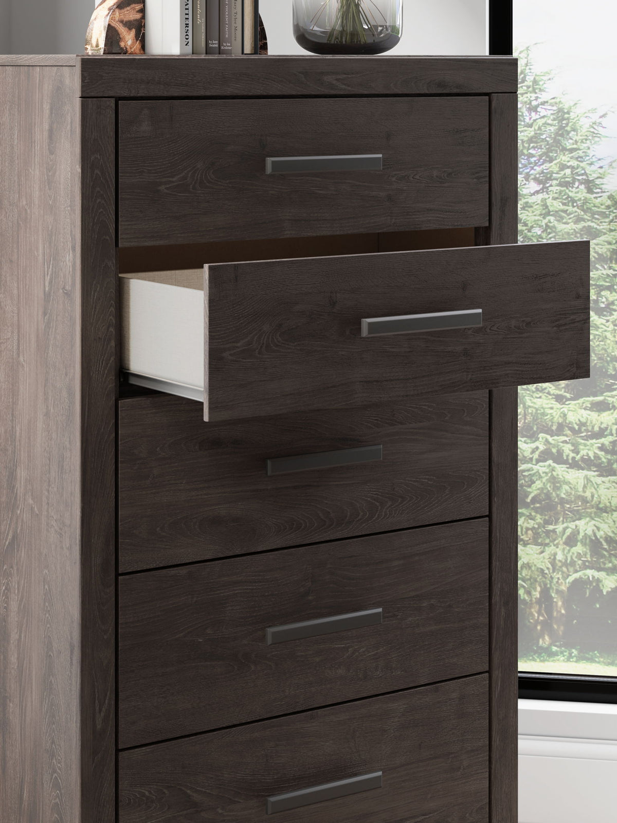 Prendonea - Five Drawer Chest - Charcoal