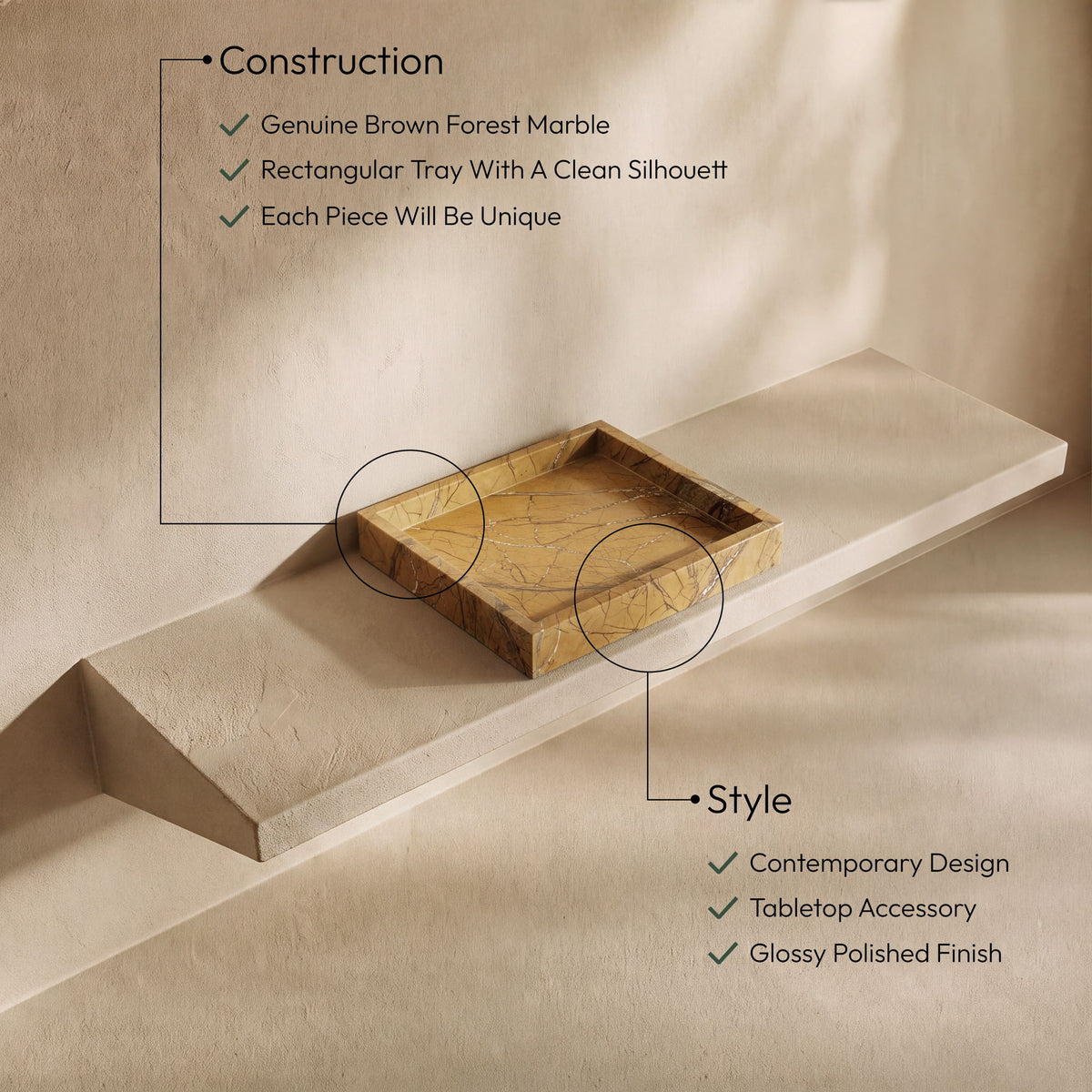 Michael - Genuine Marble Tray