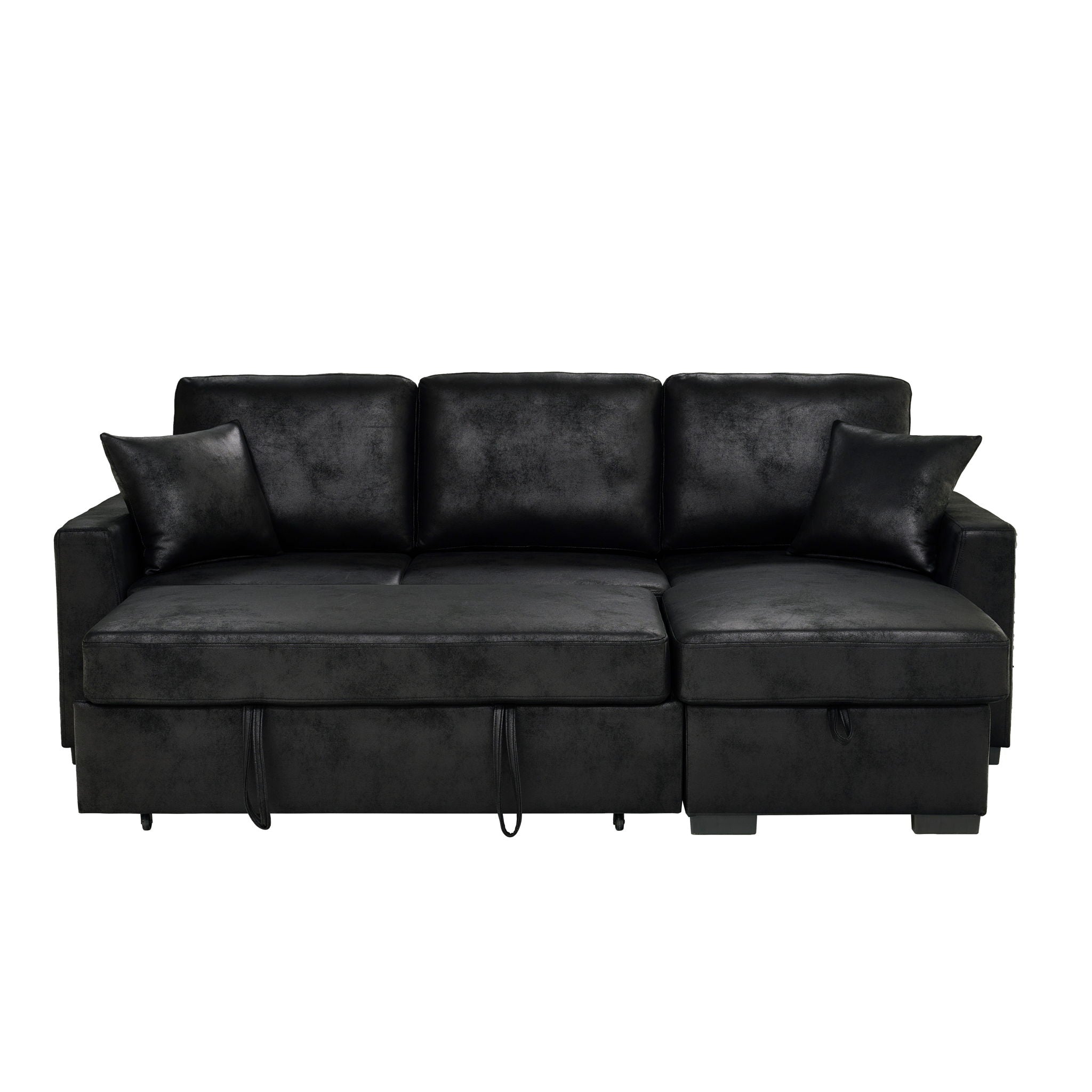 Upholstered Sectional With Pull-Out Bed And Chaise Storage