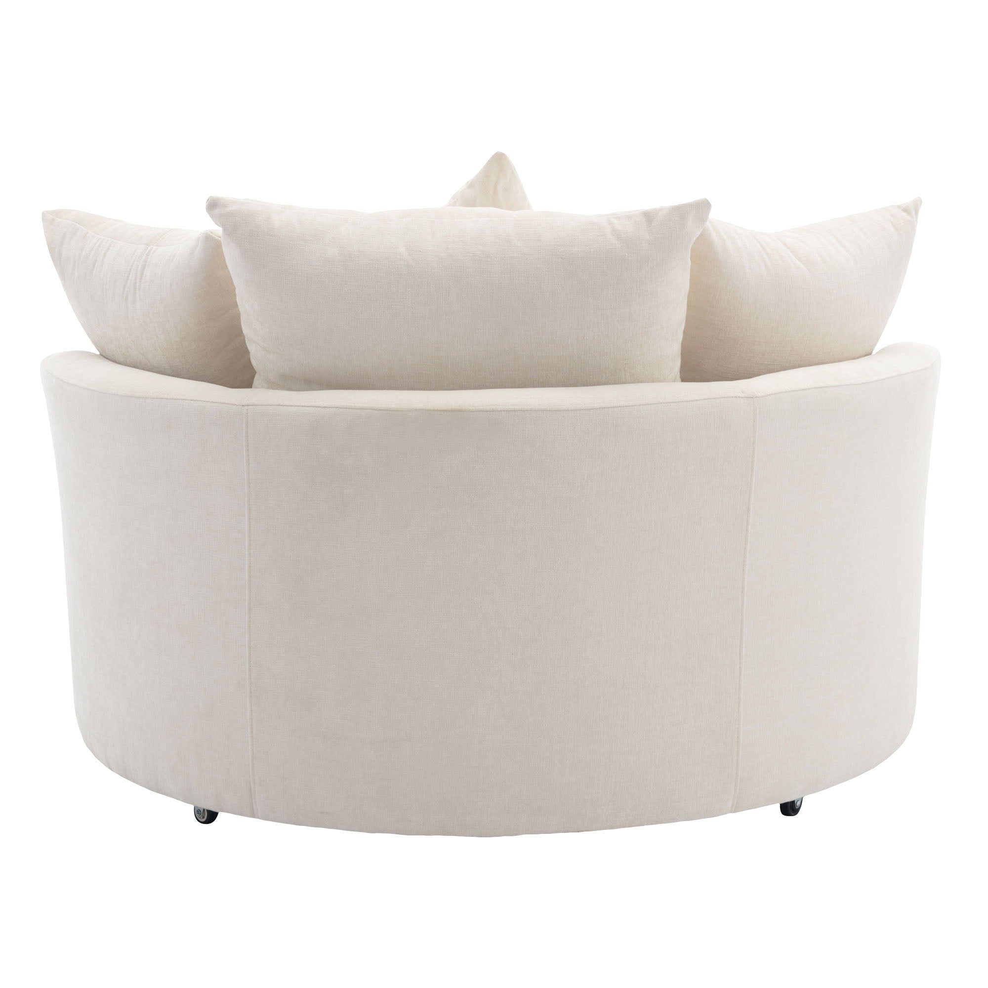 360° Swivel Accent Barrel Chair With Storage Ottoman & 4 Pillows, Modern Leisure Chair Round Accent For Living Room