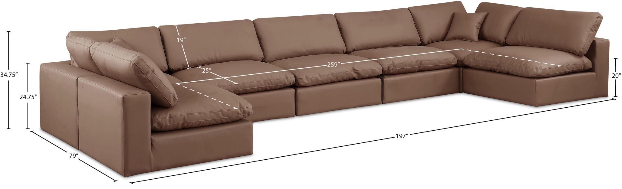 Comfy - 7 Piece Faux Leather Modular Armless Sectional
