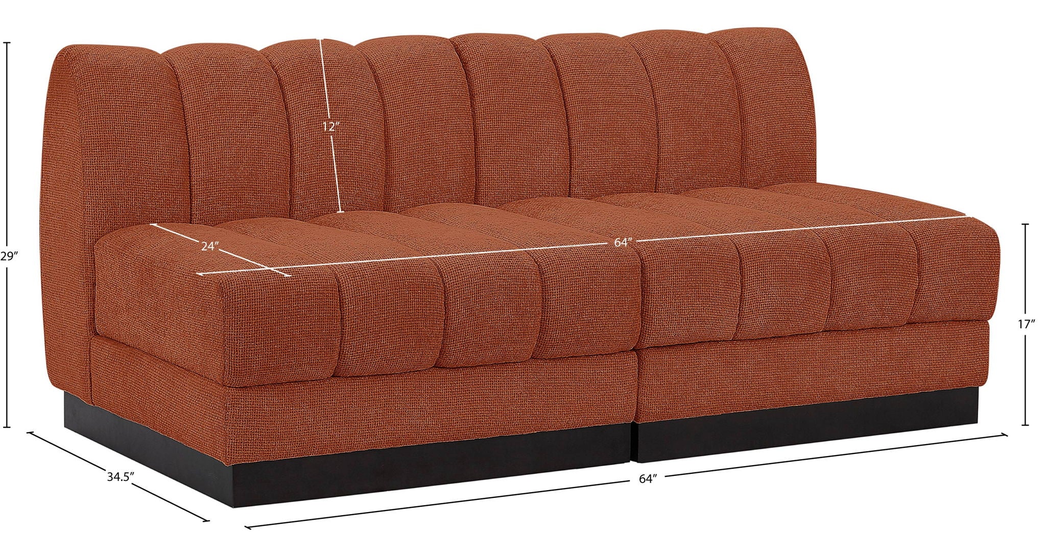 Quinn - 2 Seat Modular Armless Sofa