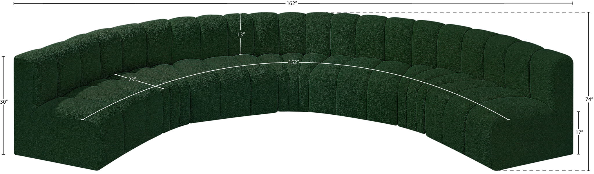 Arc - Boucle Fabric 7 Piece U-Shaped Modular Sofa