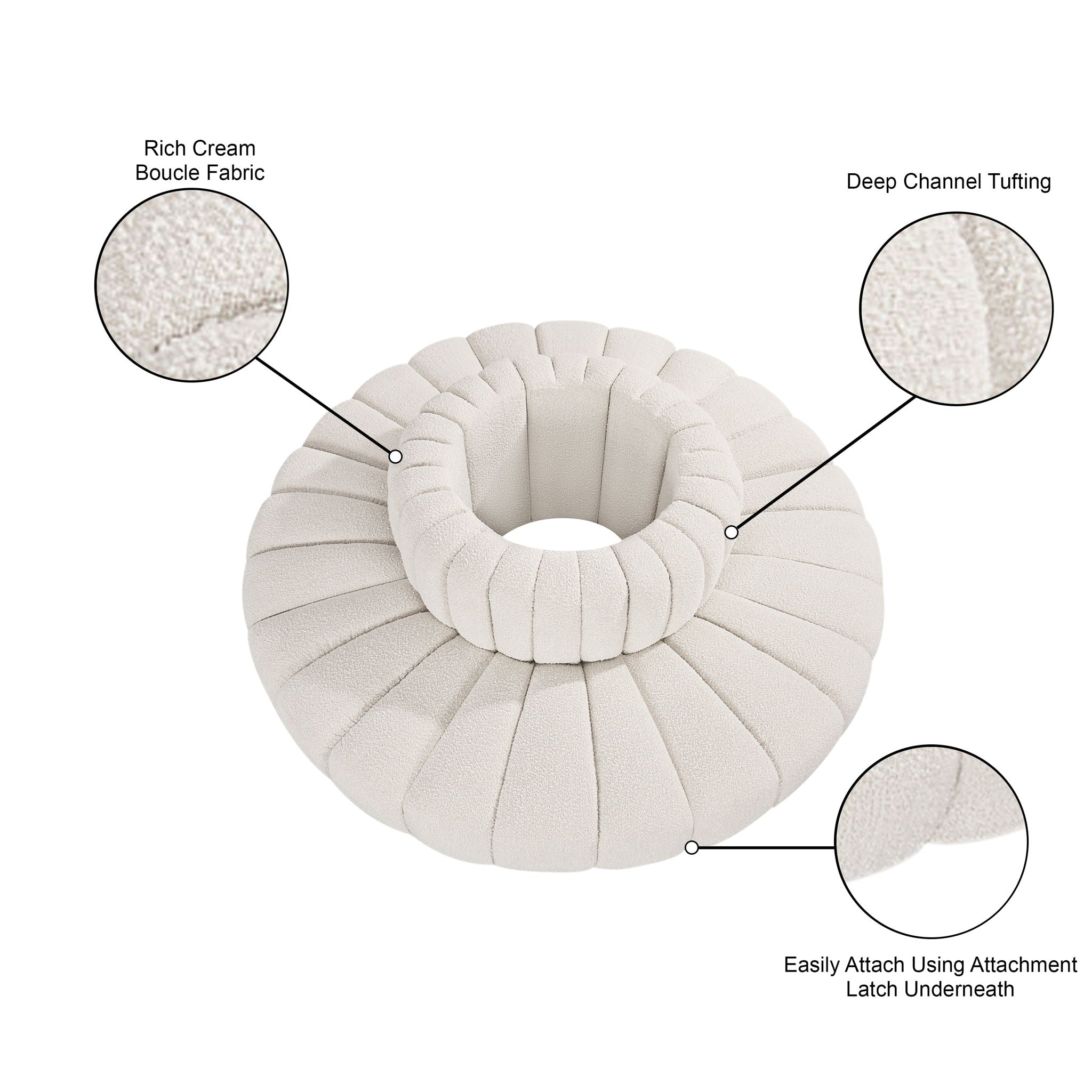 Arc - Boucle Fabric 8 Piece Round Modular Sofa