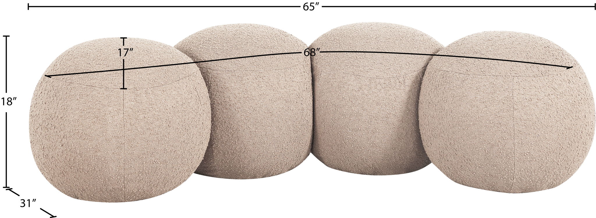 Apollo - Boucle Fabric Bench
