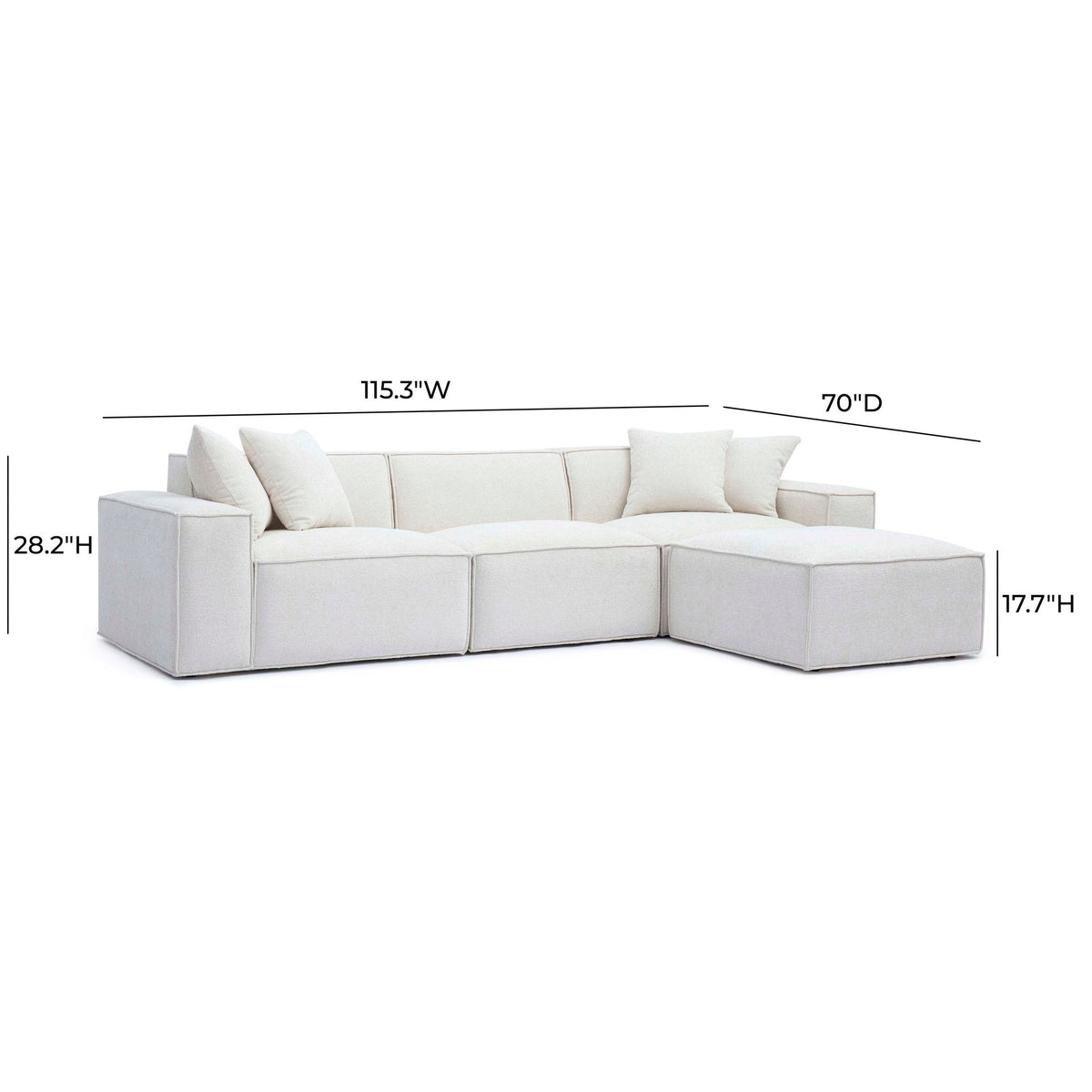 Mindy White Chenille Basketweave Modular Sectional