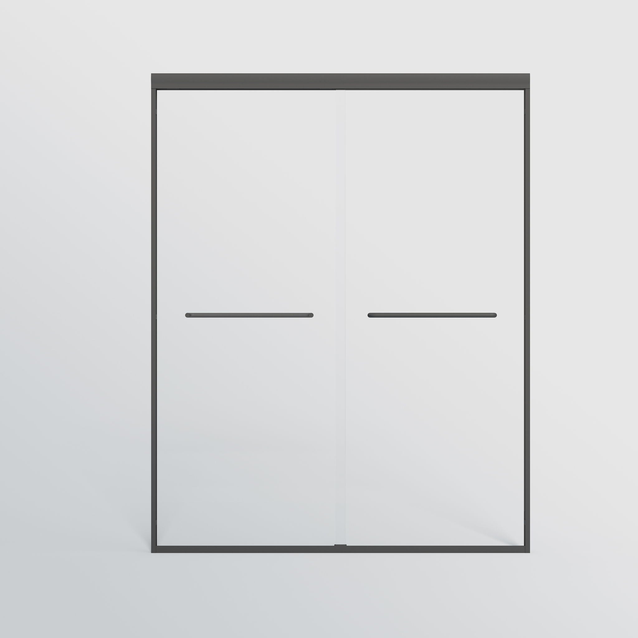 Double Sliding Shower Door, Semi-Frameless Bypass Bathroom Sliding Door With 1/4" (6 Mm) Tempered Glass For Walk-In Shower