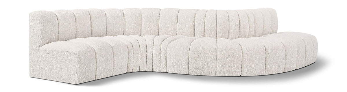 Arc - Boucle Fabric 6 Piece Curved Modular Sofa