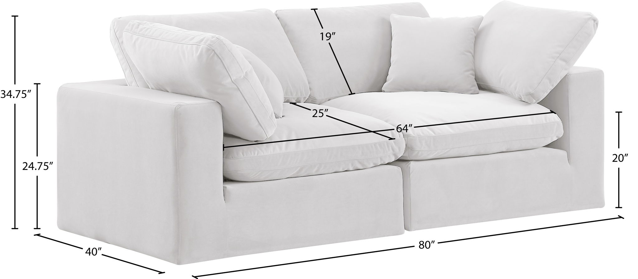 Comfy - Velvet Modular Sofa 2 Seats