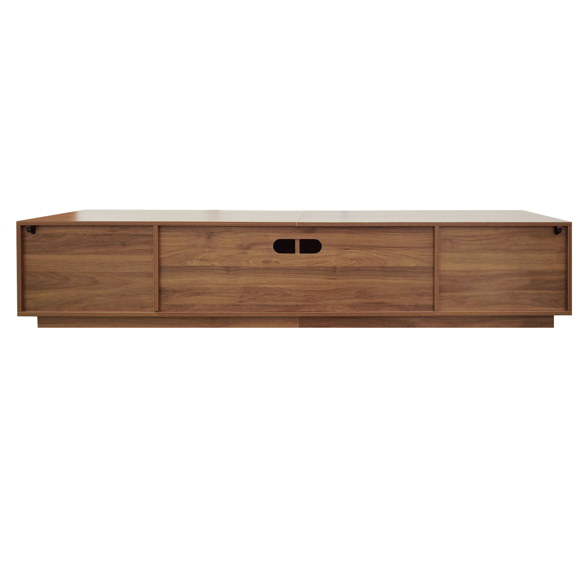 TV Stand, Entertainment Center & Fluted Door & Cable Management, Soft Closing Hinges - Walnut