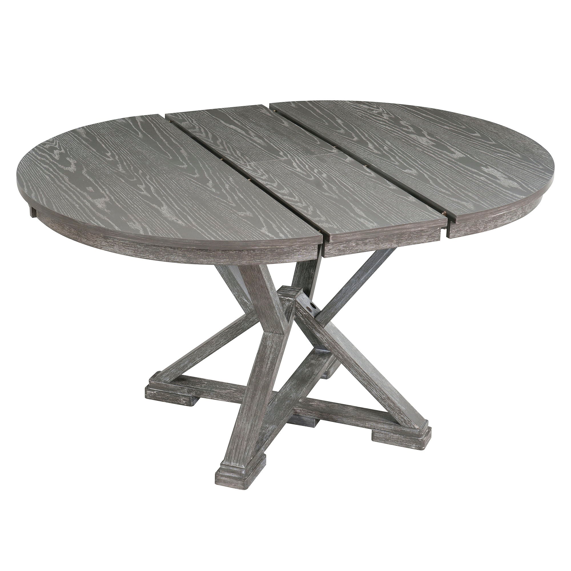 Dining Set With Extendable Round Table And 4 Upholstered Chairs