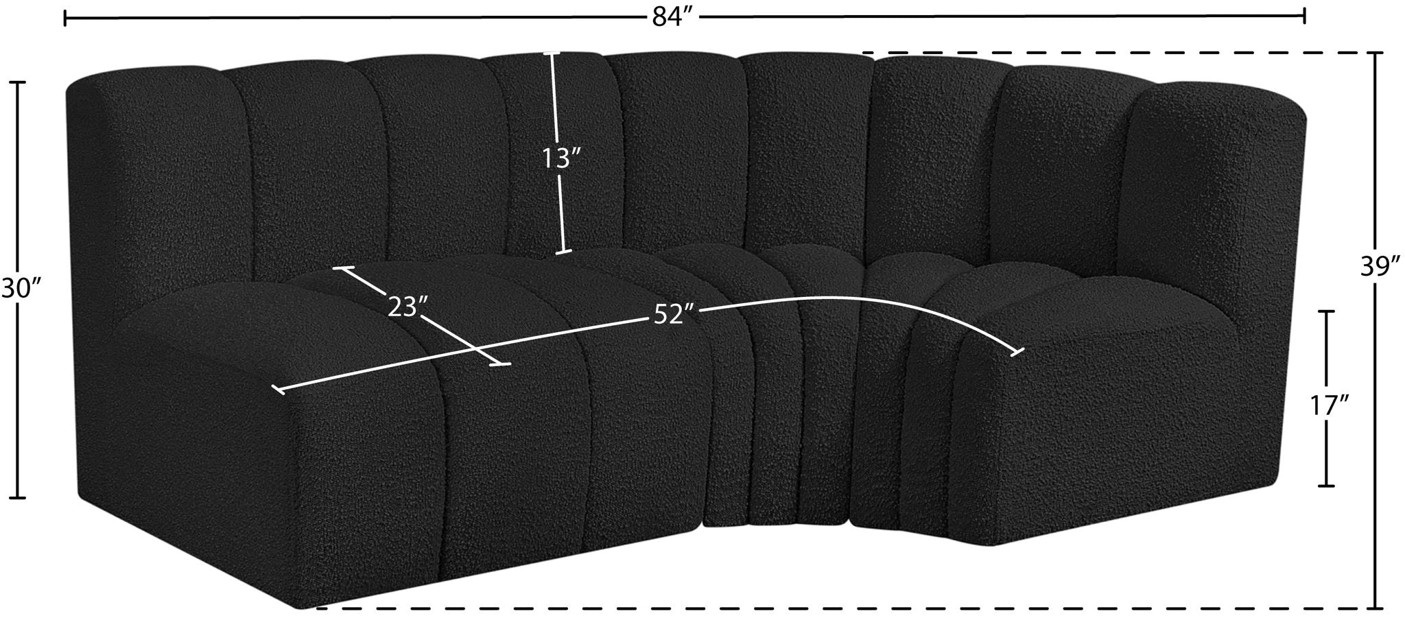 Arc - Boucle Fabric 3 Piece Sofa