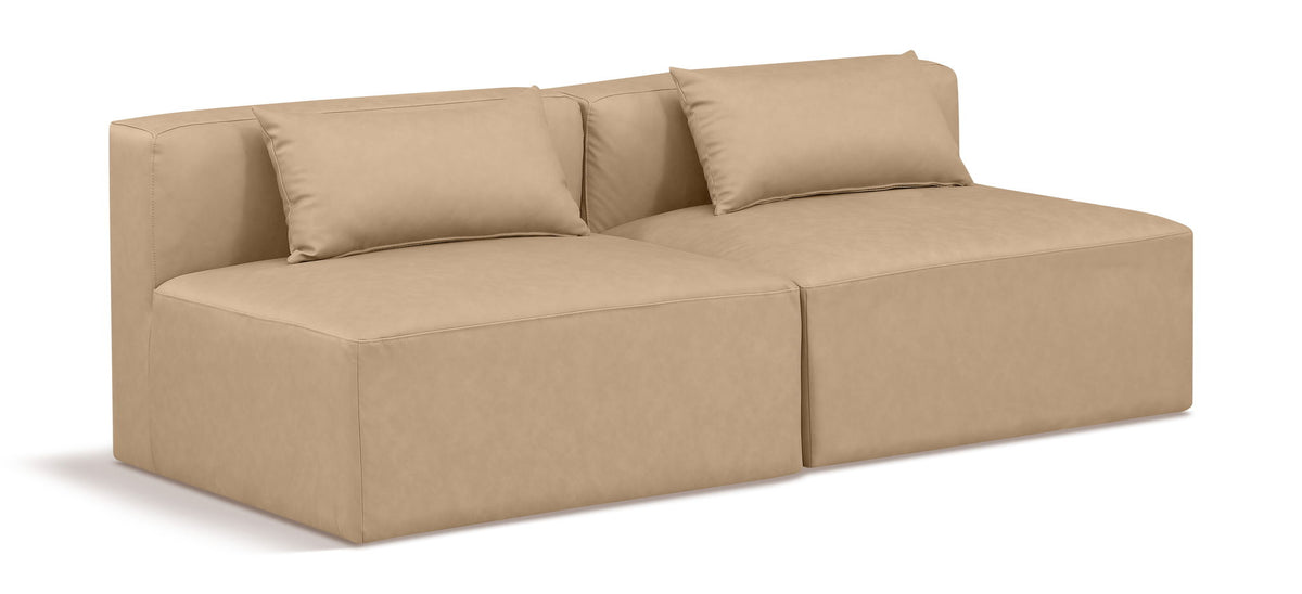 Cube - Modular 2 Piece Armless Sofa - Tan