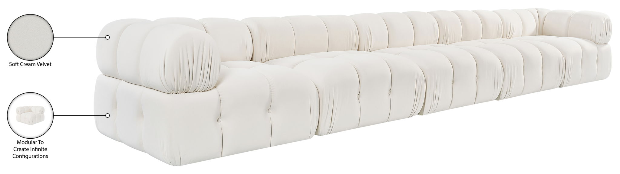 Orin - Fabric Velvet 5 Piece Modular Sofa
