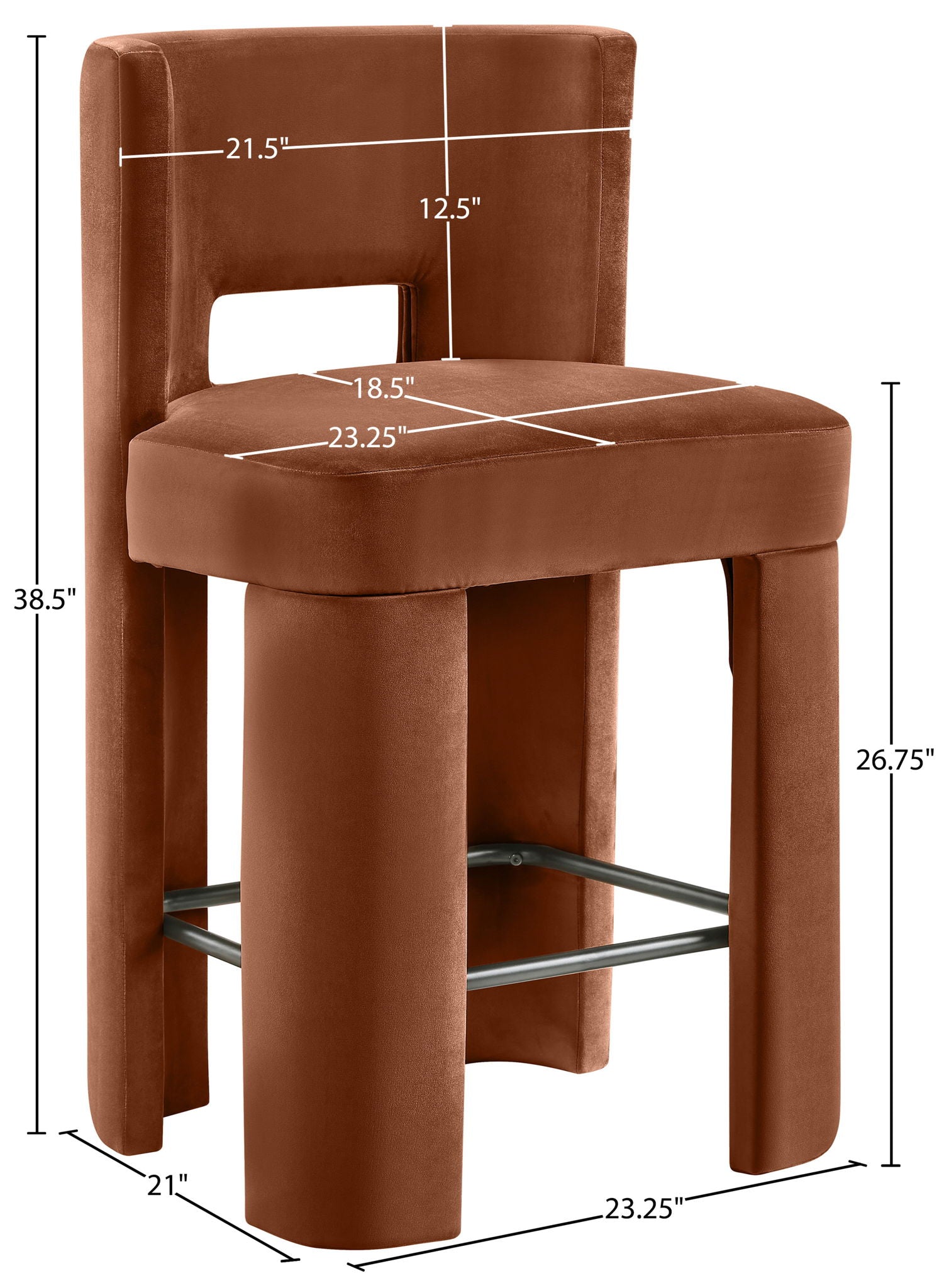 Zuno - Velvet Performance Fabric Upholstered Counter Stool (Set of 2)