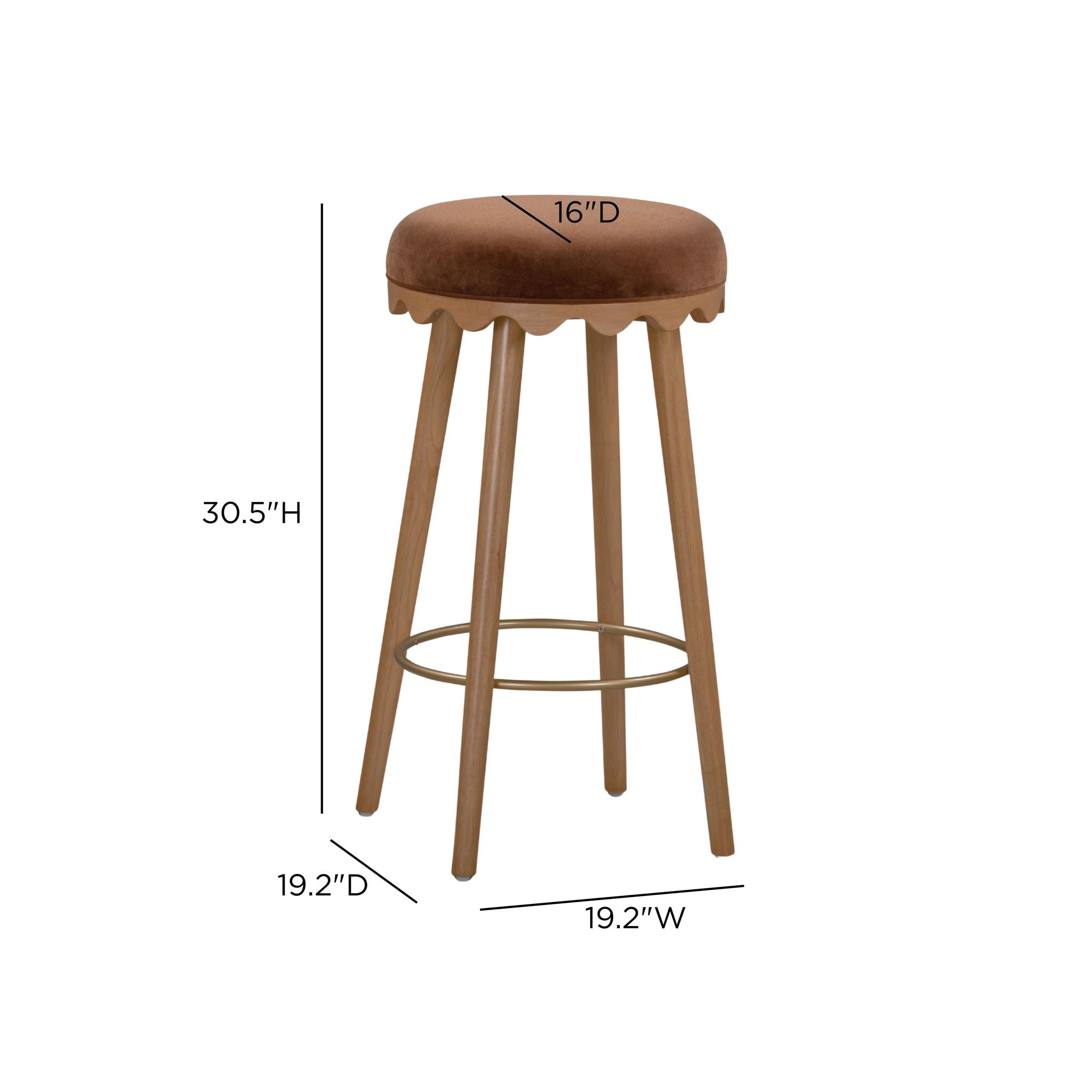 Oodle - Performance Vegan Mohair Light Walnut Stool