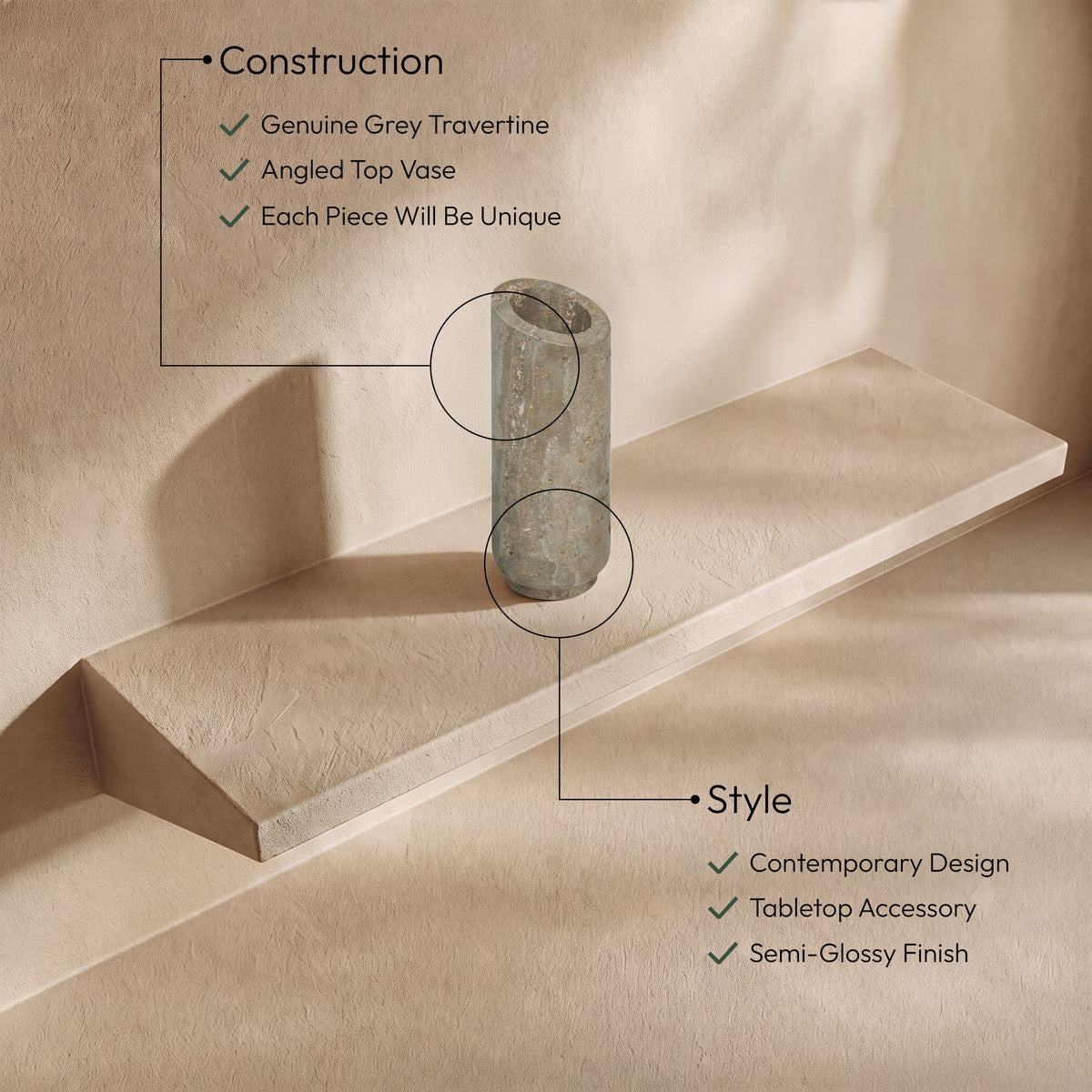 Lochlan - Travertine Vase