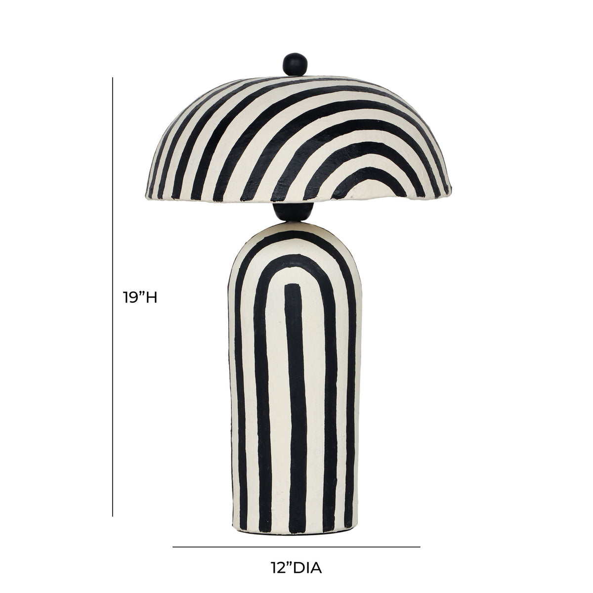 Maiori - Striped Papier Mache Table Lamp