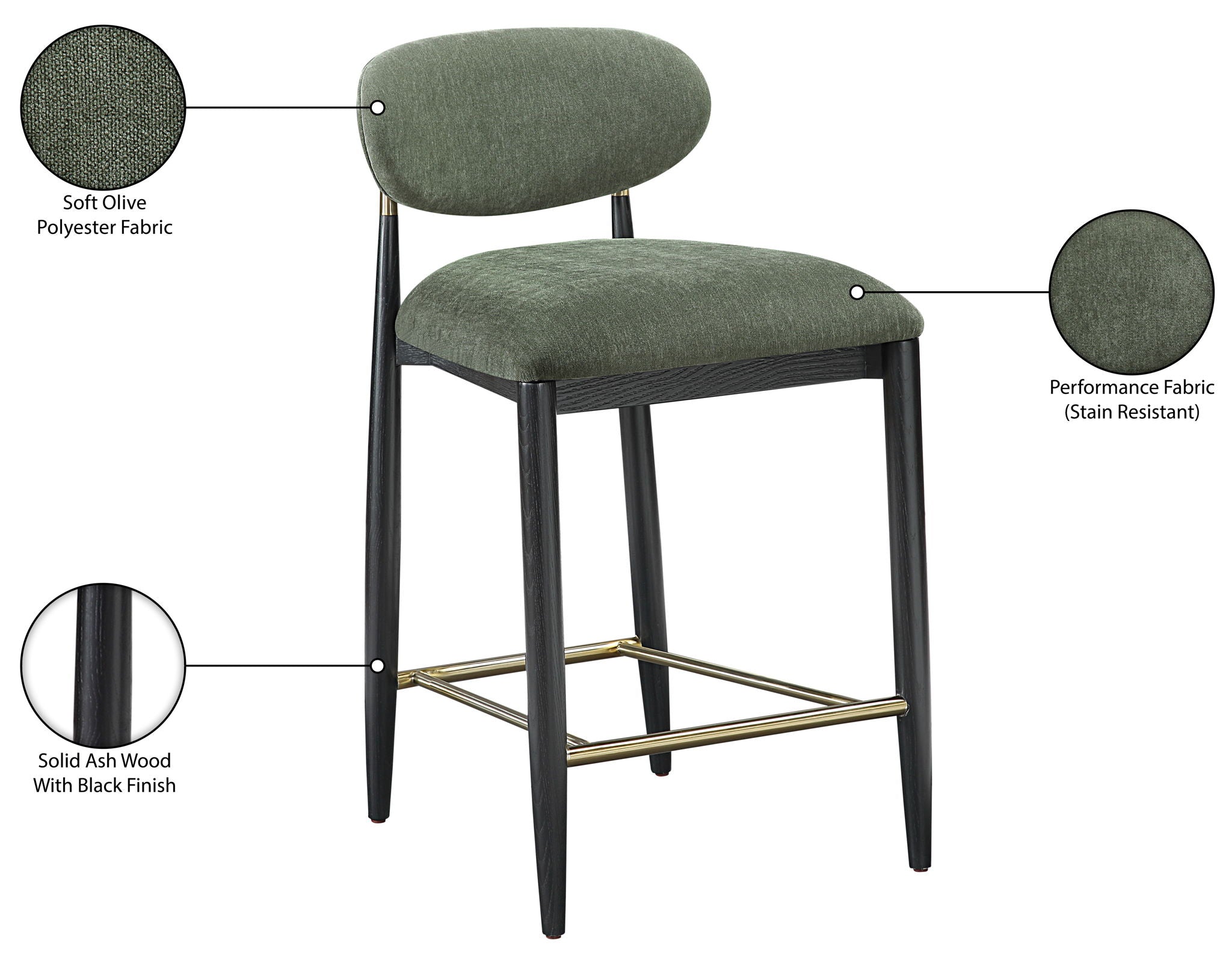 Riccio - Fabric Stool - Black Frame