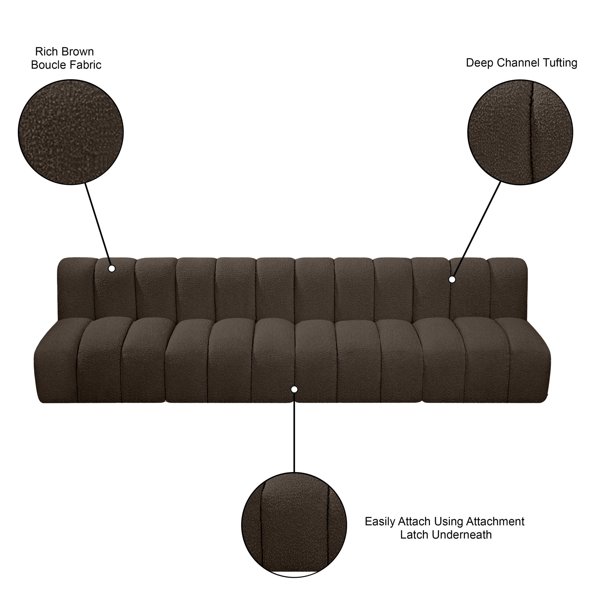 Arc - Boucle Fabric 4 Seats Modular Sofa