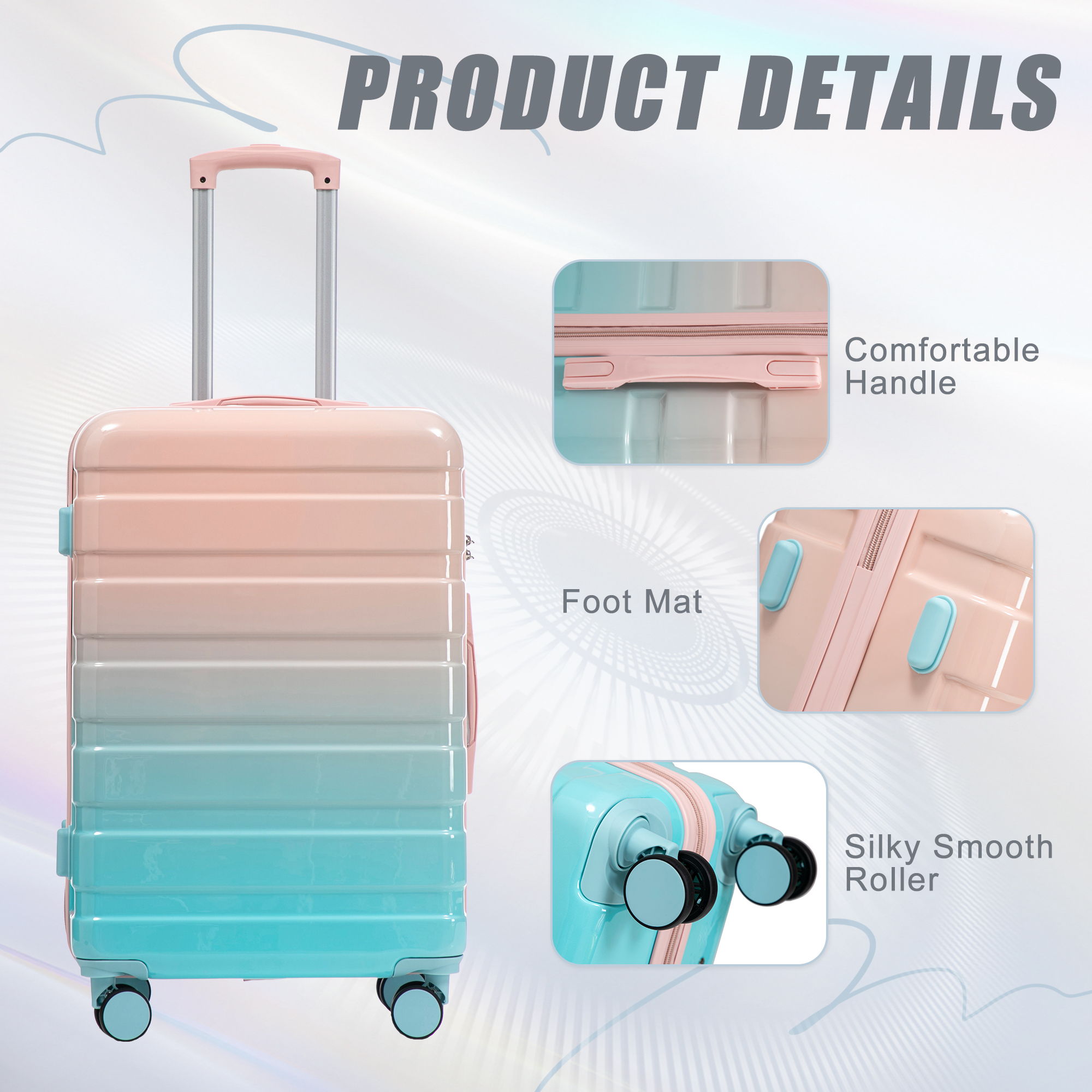 Luggage Set 20" /24" /28" With Combination Lock And Silent Wheels