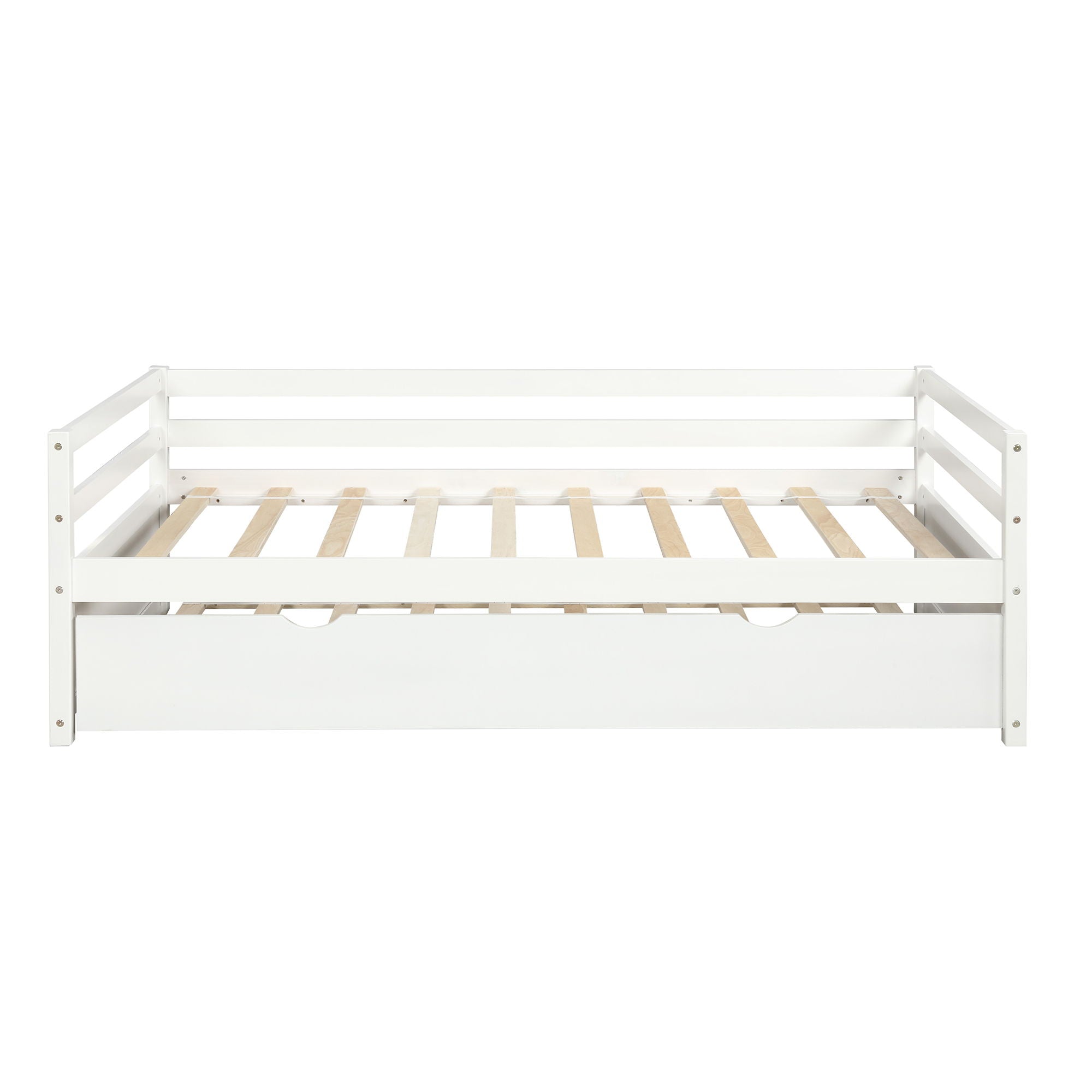 Twin Daybed With Trundle Frame Set - White