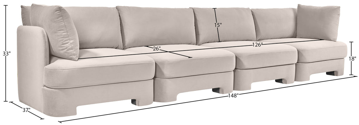 Hammond - Velvet Performance Fabric Upholstered 4 Piece Sofa