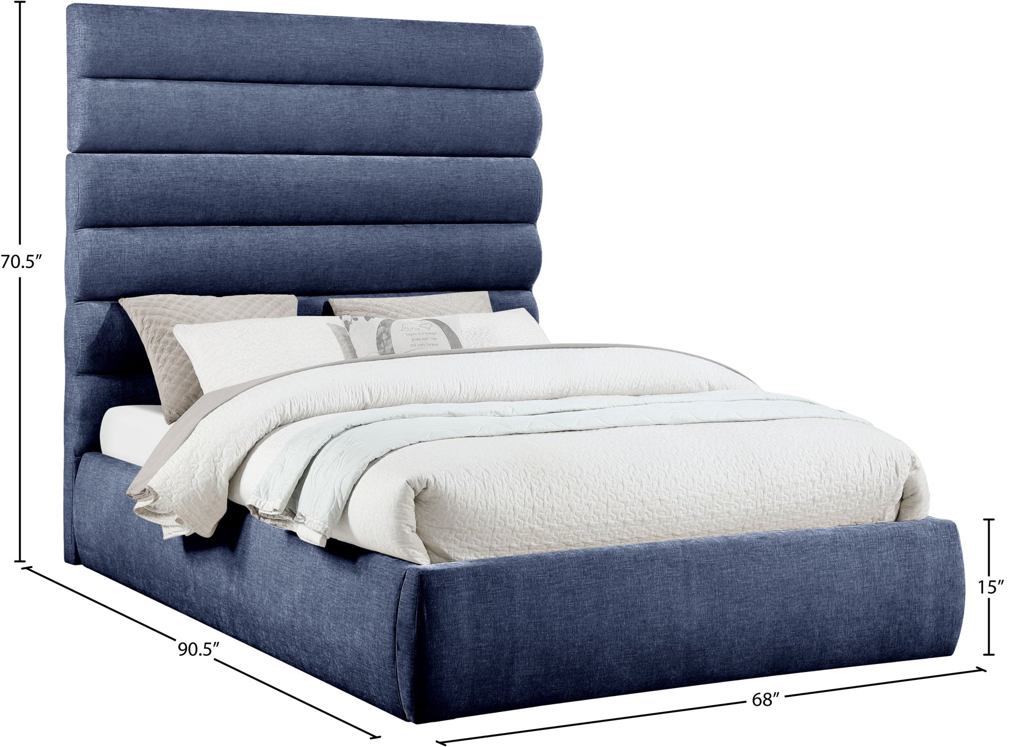 Adam - Chenille Fabric Bed With 70.5" Headboard