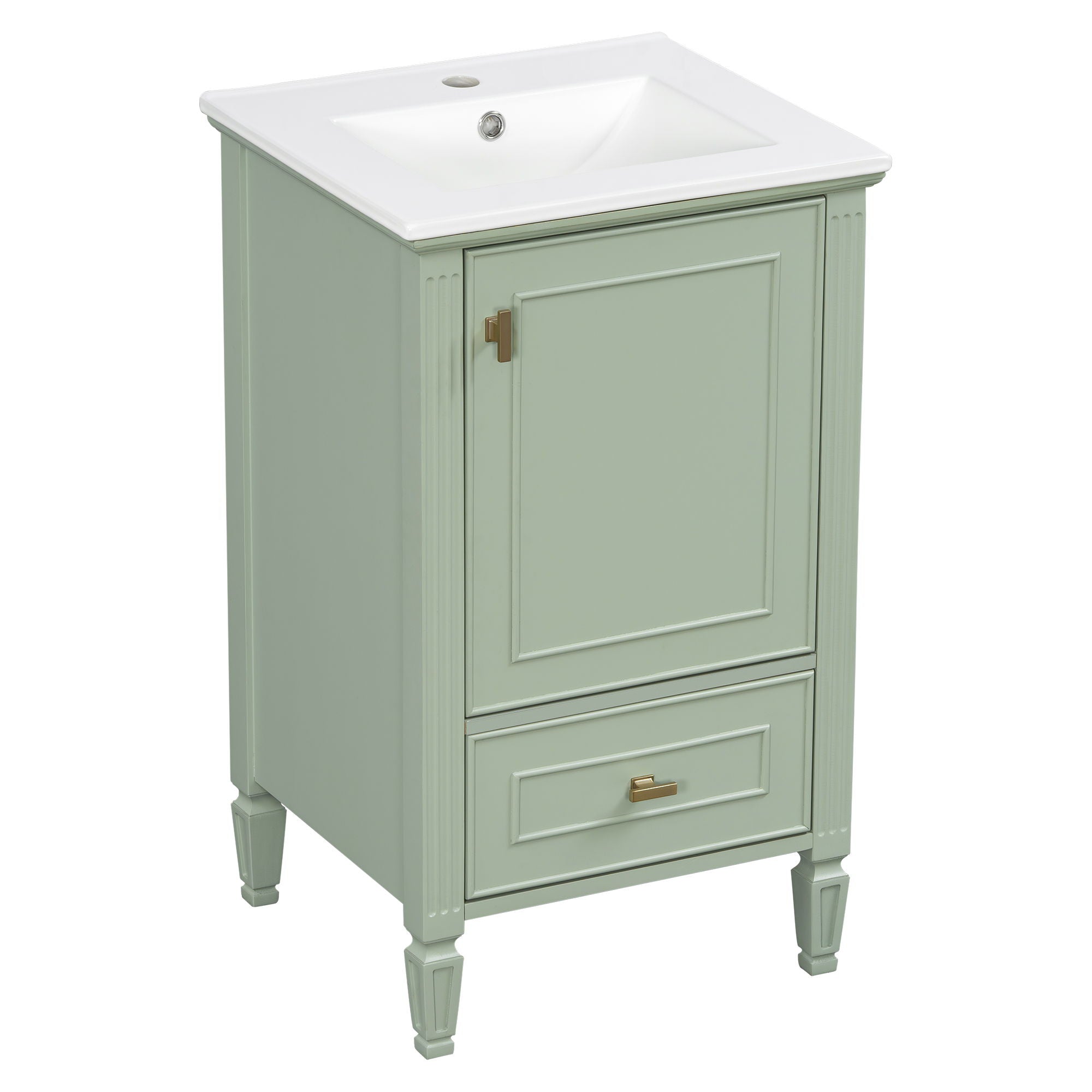 Bathroom Vanity & Sink, Freestanding Storage Cabinet, Soft Close Drawers & Doors - Green