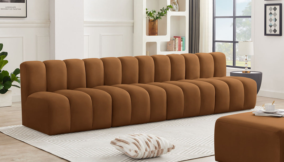 Arc - Velvet 4 Pieces Modular Sofa - Saddle
