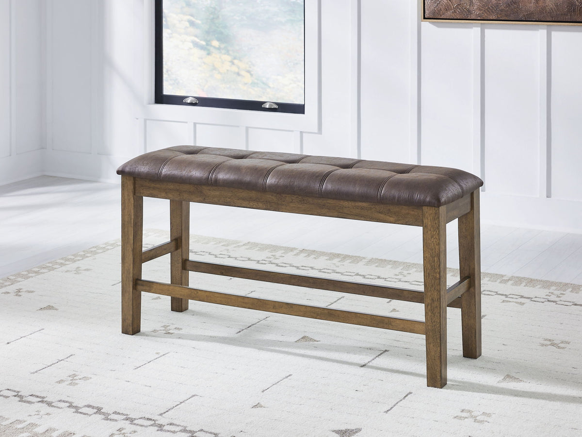 Urbinforte - Double Counter Height Upholstered Bench - Light Brown