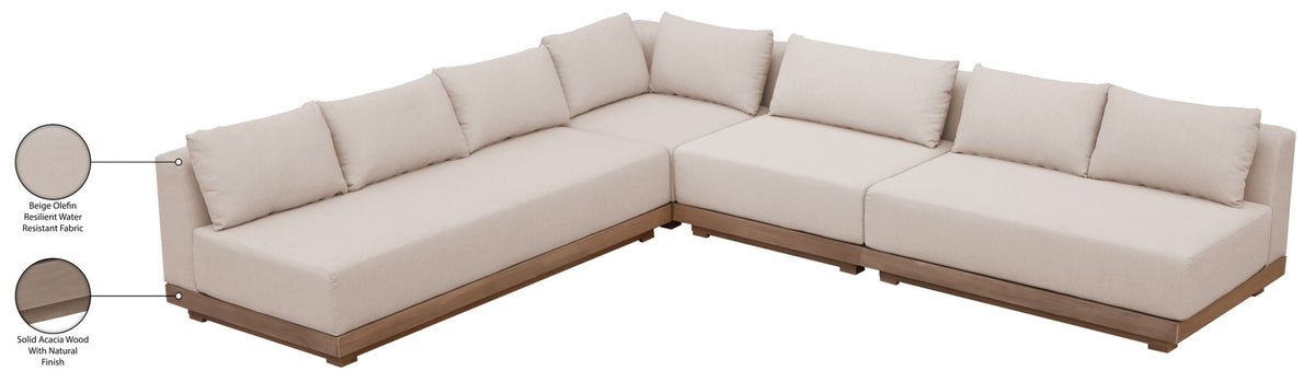 Solace - Olefin Performance Fabric 4 Piece Outdoor Patio Modular Sectional