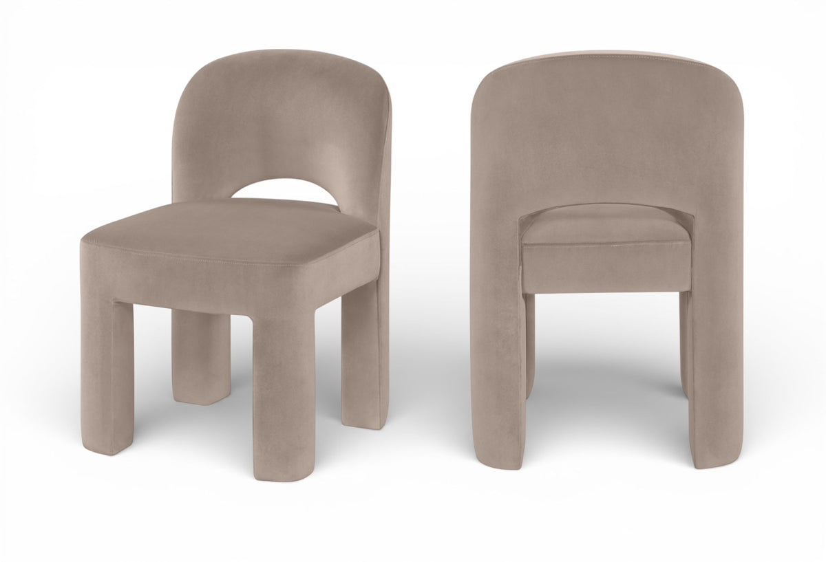 Celine - Velvet Performance Fabric Upholstered Dining Chair (Set of 2) - Taupe