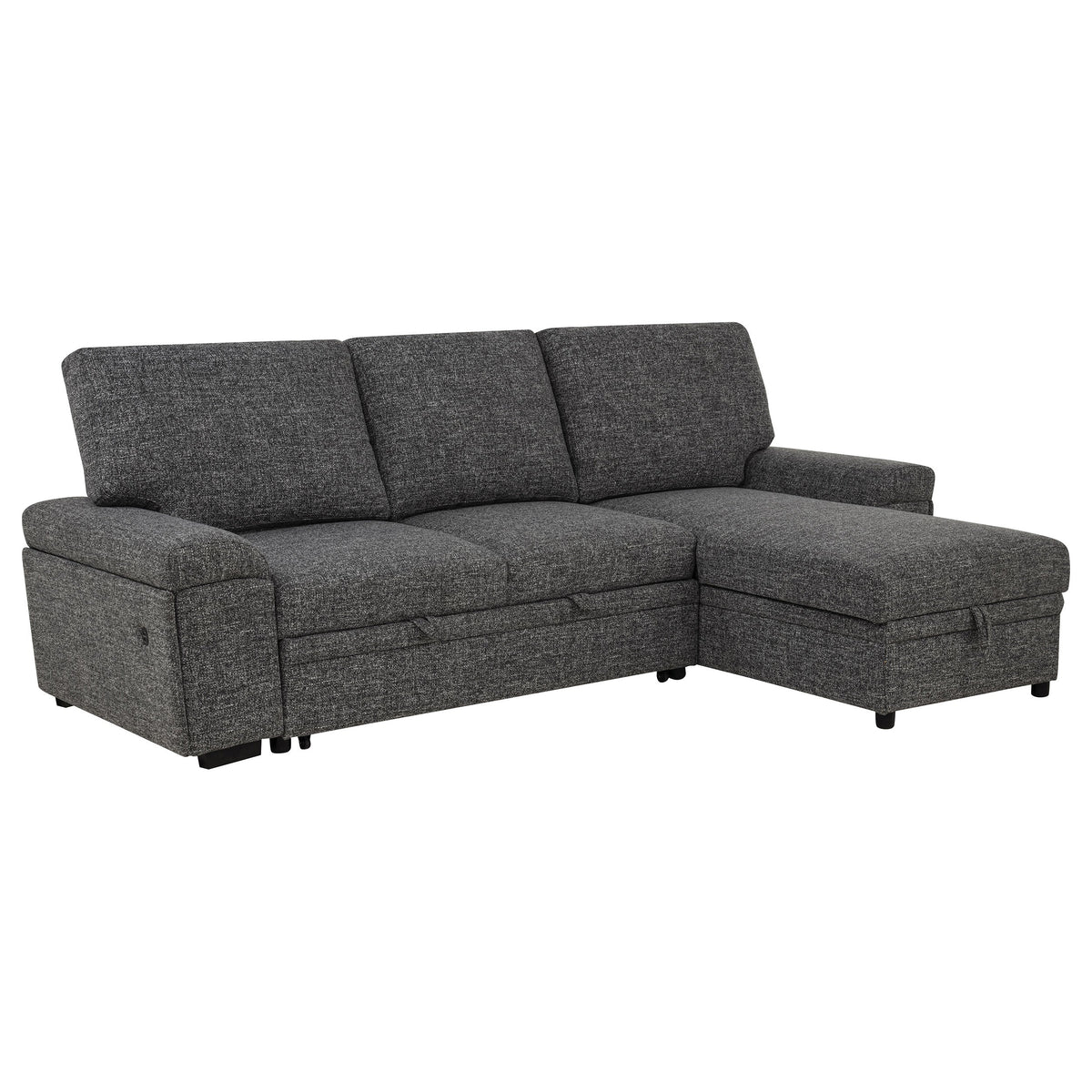 Demko Sleeper Sectional Sofa with Speaker and Storage Chaise Granite