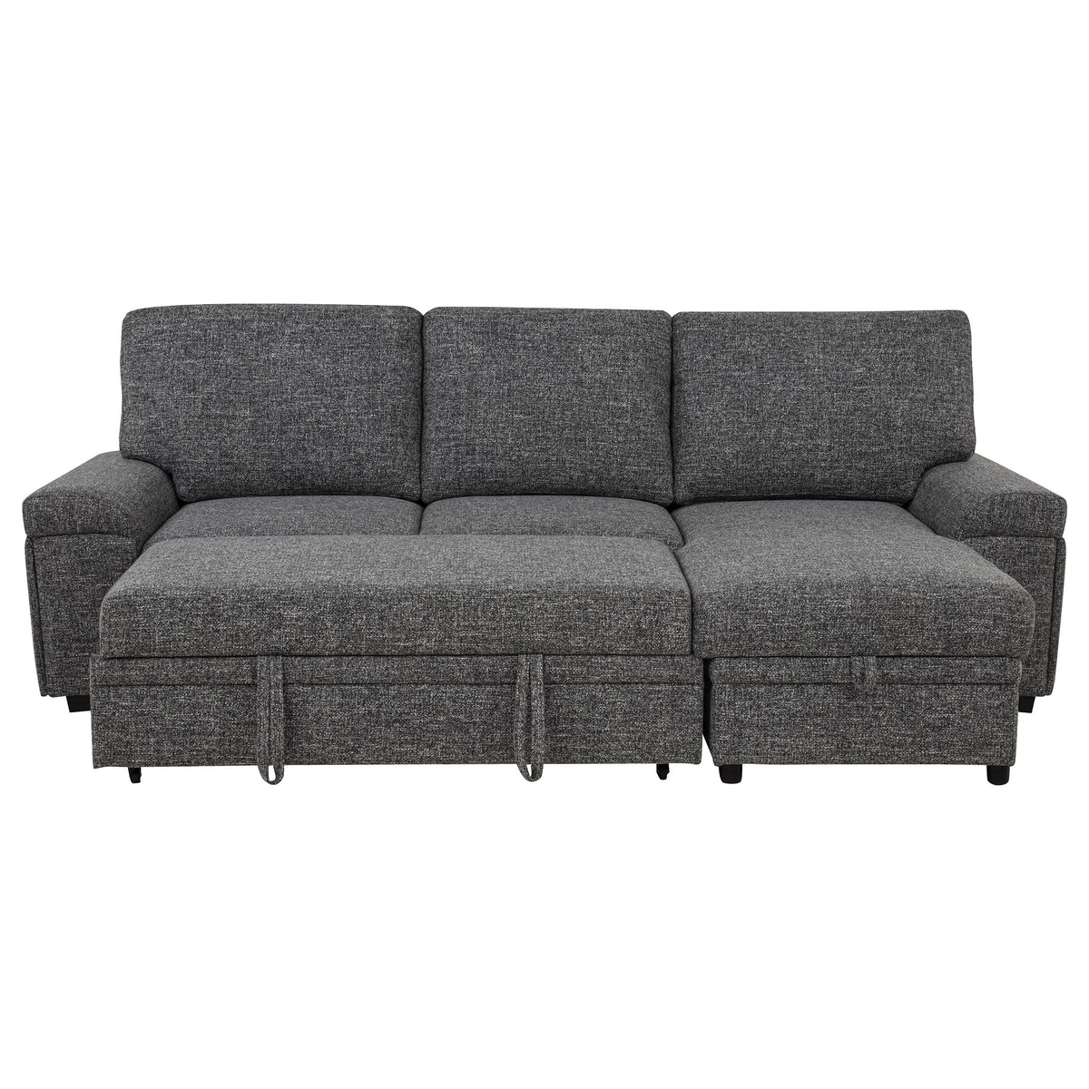 Demko Sleeper Sectional Sofa with Speaker and Storage Chaise Granite