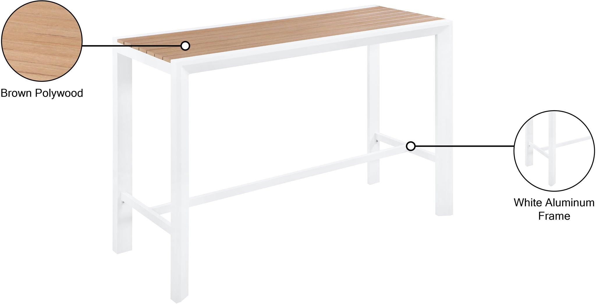 Nizuc - Outdoor Patio Rectangle Bar Table
