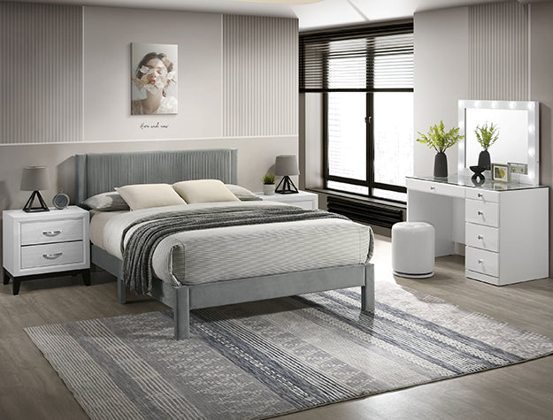 Lucia Bedroom Set Platform Light Grey