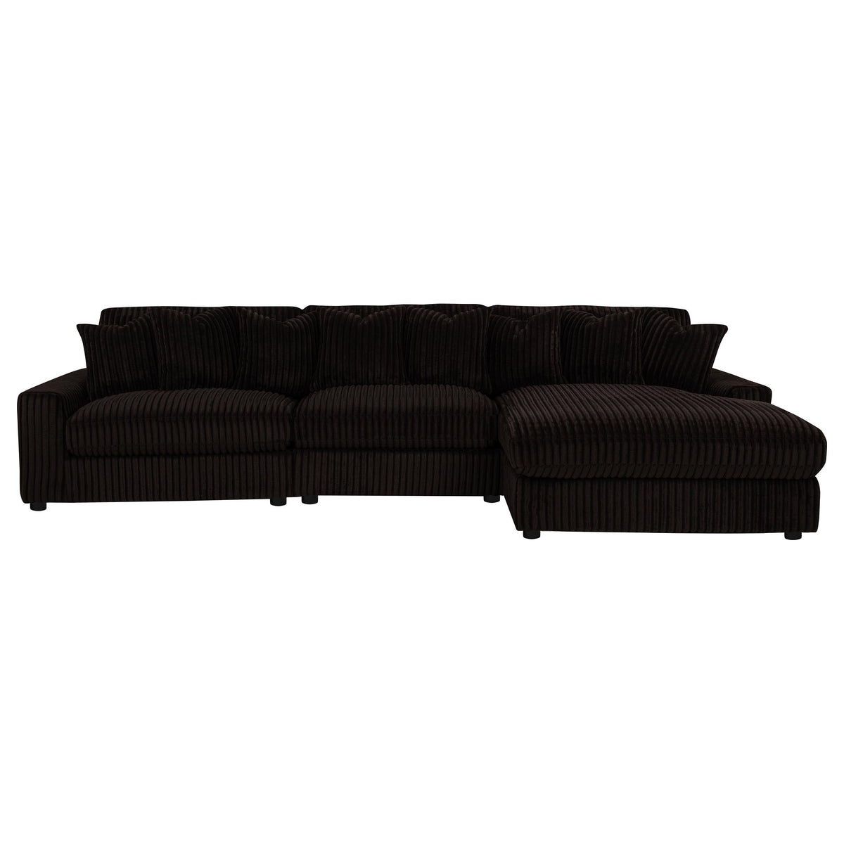 Blaine 3-Piece Corduroy Reversible Chaise Sectional Sofa Chocolate Brown