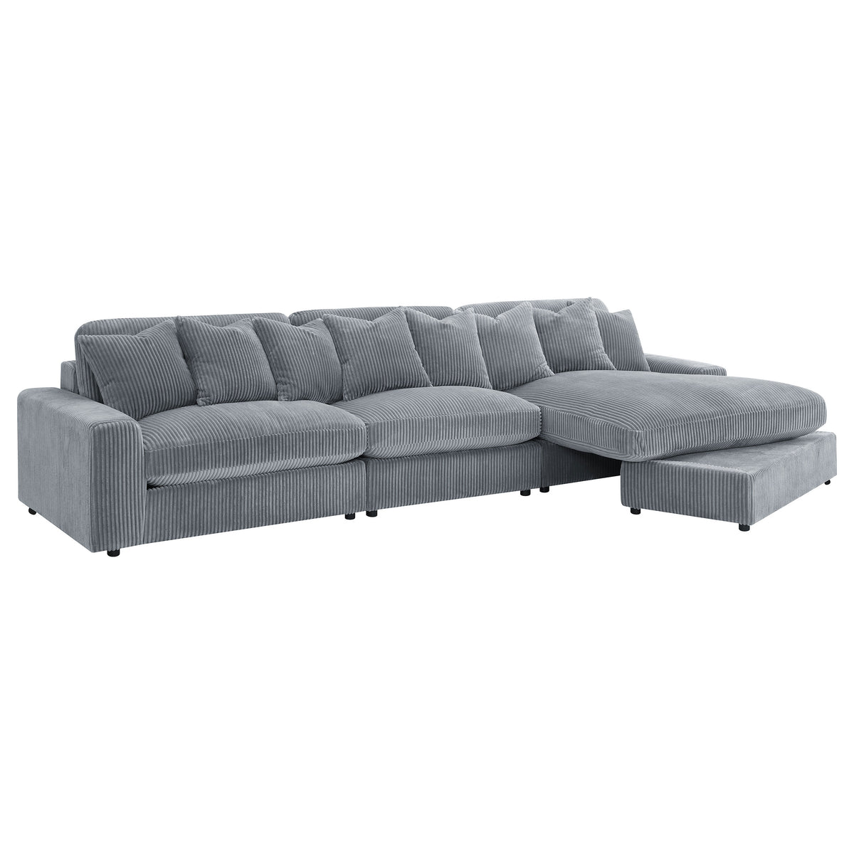 Blaine 3-Piece Corduroy Sectional in Fog