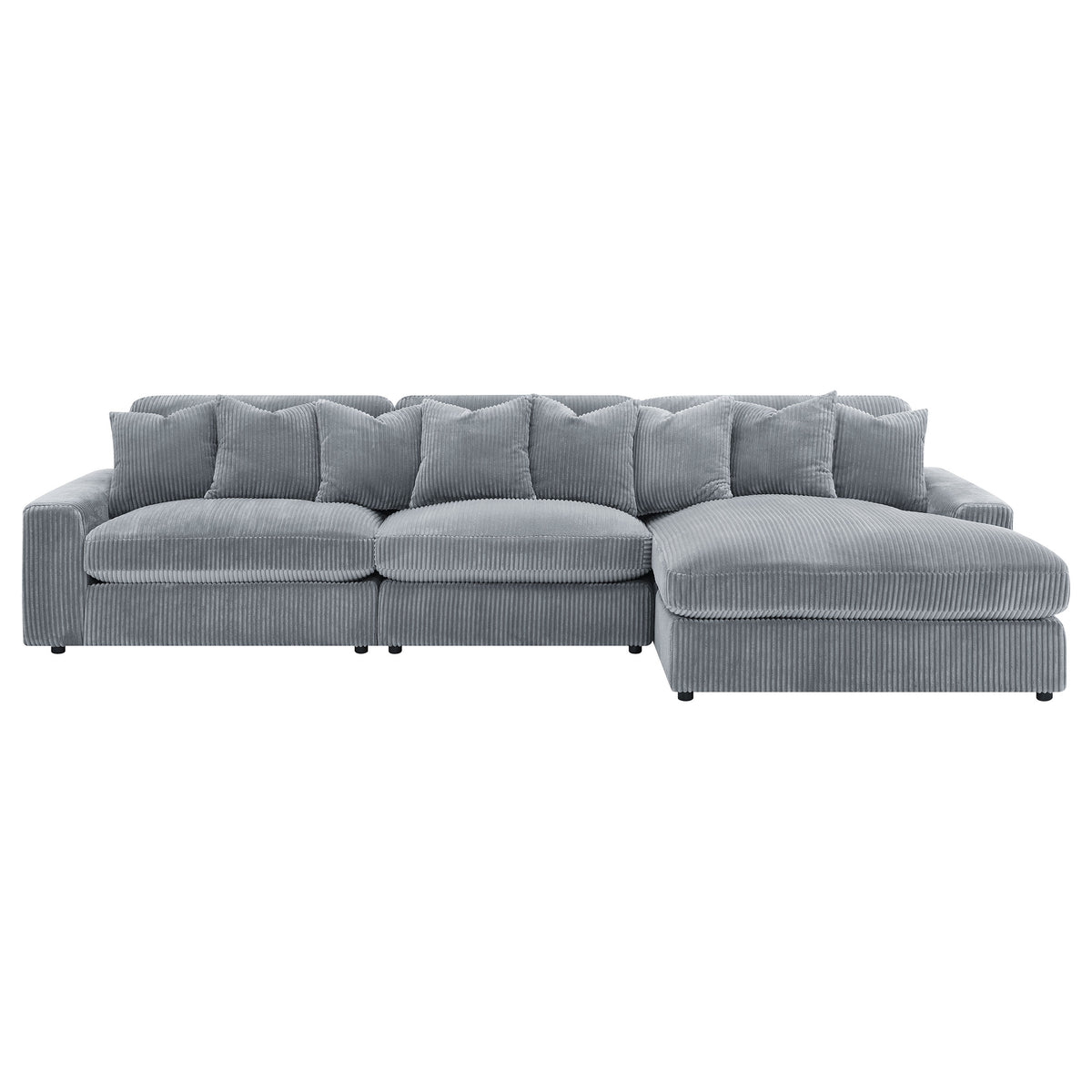 Blaine 3-Piece Corduroy Sectional in Fog