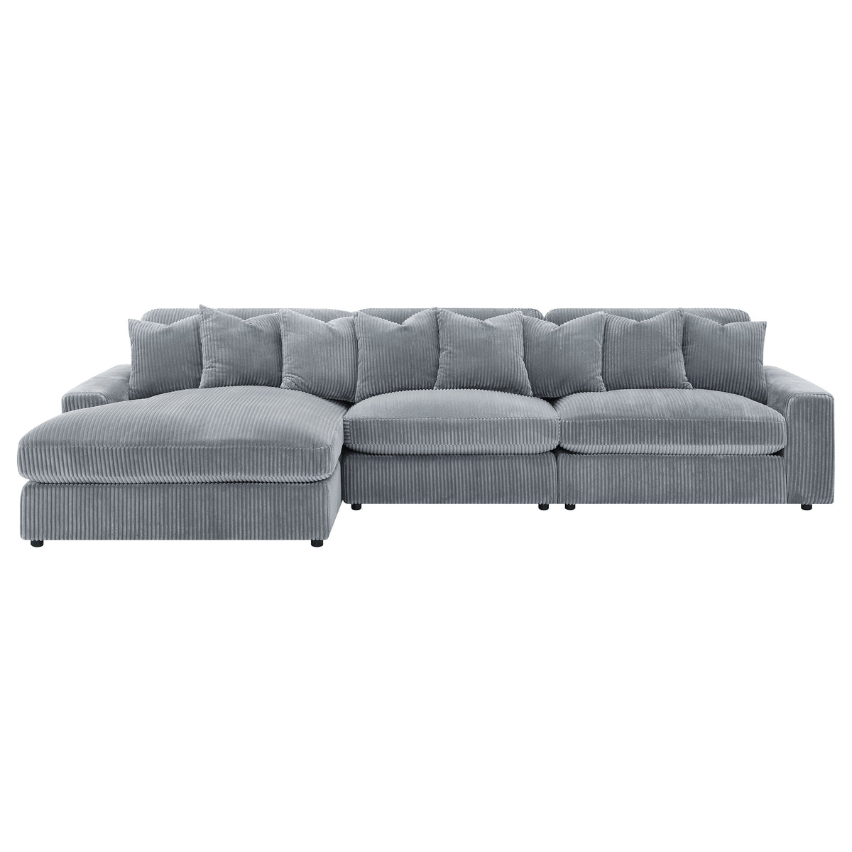 Blaine 3-Piece Corduroy Sectional in Fog