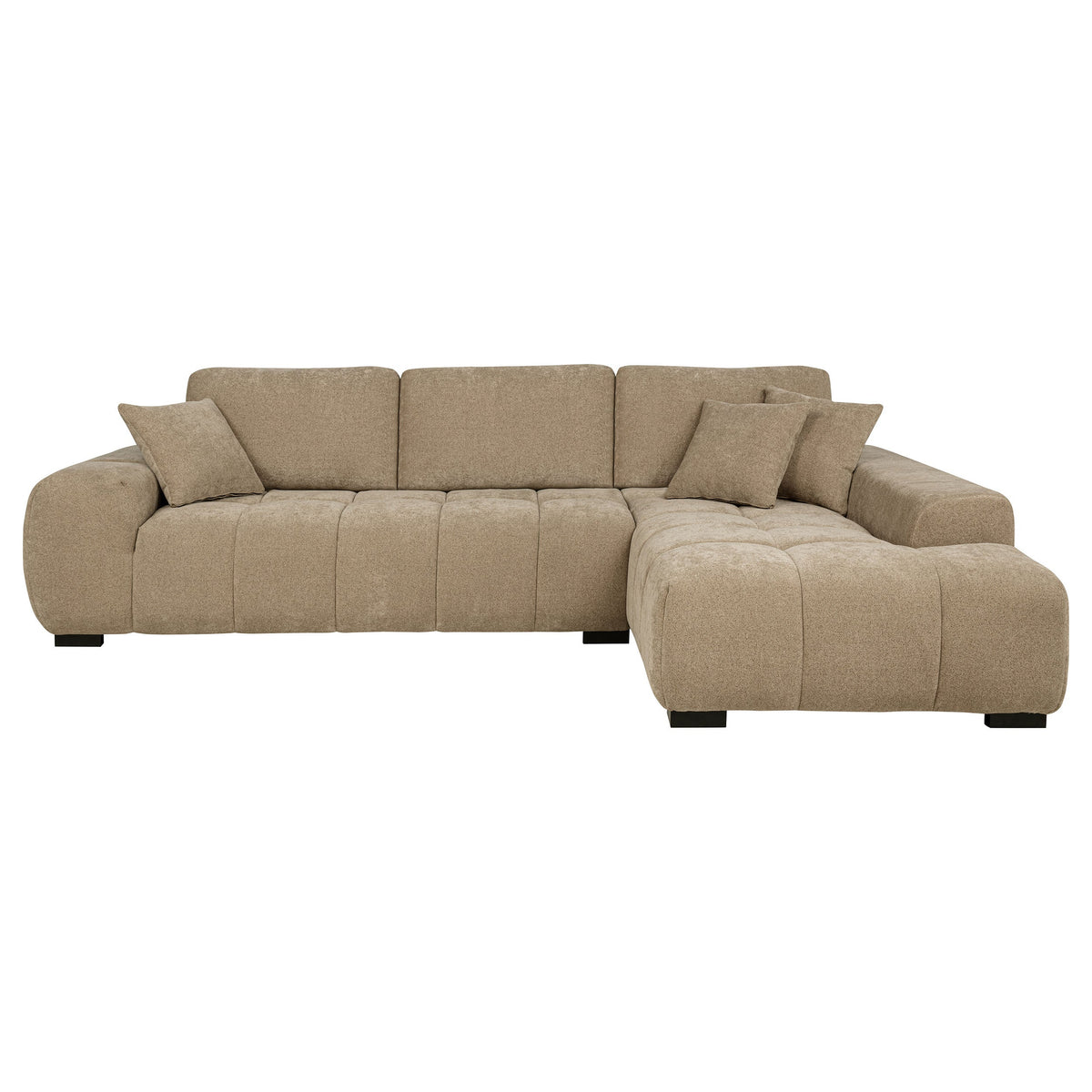 Octavia Tufted 2-Piece Sectional Chaise Sofa Camel